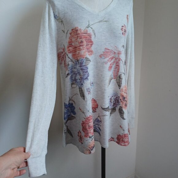 Soft Surroundings Pullover Floral Ribbed Knit Size Medium - Picture 4 of 16